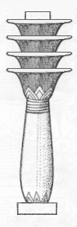 illustration of 4 papyriform pillars, one behind the other